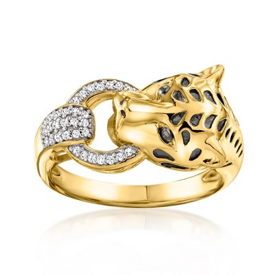 Ross-Simons 0.10 ct. t.w. Diamond Cheetah Ring in 18kt Gold Over Sterling
