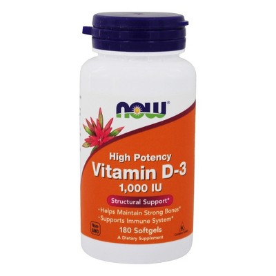 NOW Foods Vitamin D3 High Potency 1000 IU  -  180 Count