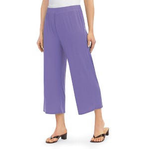 Collections Etc Solid Stretch Knit Elasticized Waist Carpi Pants - 1 of 4