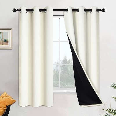 Yakamok Room Darkening Thermal Insulated Blackout Curtains for Bedroom (42Wx63L,Cream, 2 Panels)