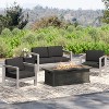 Christopher Knight Home Albion Outdoor Aluminum 4 Seater Chat Set with Fire Pit - 2 of 4