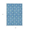 Denim Blue And Ivory Floral Medallion Washable Indoor Outdoor Area Rug - 3 of 4