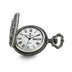 Black Bow Jewelry Charles Hubert Antique Chrome Finish Train Pocket Watch - 1 of 4