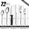 BRINJOY 72-Piece Stainless Steel Silverware Set - Mirror Polished Cutlery Set with Steak Knives for 12, Dishwasher Safe - 2 of 4