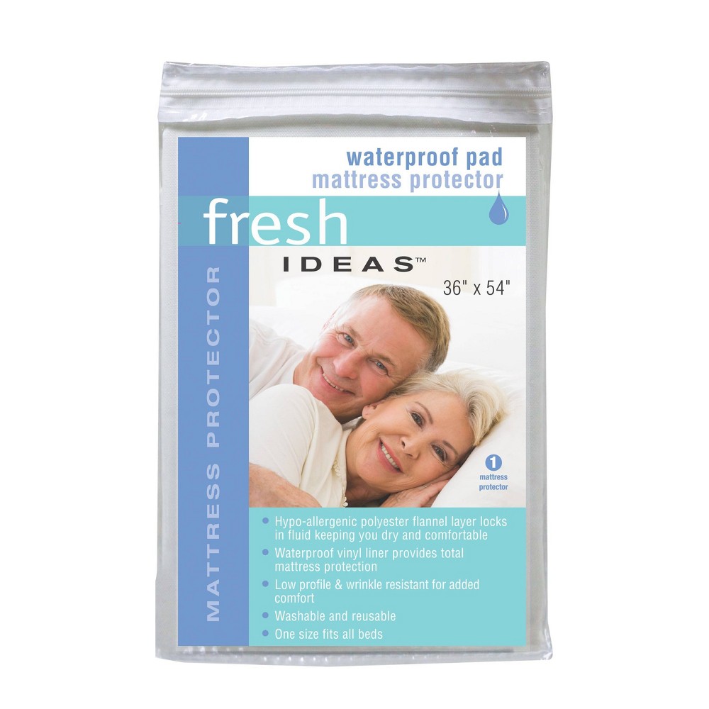 36"x54" Waterproof Mattress Underpad - Fresh Ideas: Machine Washable, Fits Up to 14" Depth, Polyurethane Barrier