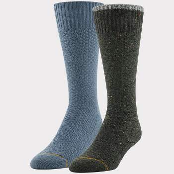 Goldtoe Signature Collection Men's Double Texture Crew Camp Socks 2pk - Charcoal Gray/Blue Denim 6-12.5