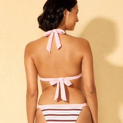 Wild Fable Women's Multi Striped Contrast Binding Medium Coverage Triangle Bikini Top - Wild Fable™ Pink M — фото 2