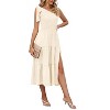 Womens Dress One Shoulder Smocked Tiered Split Hem Sleeveless Midi Dress - 4 of 4