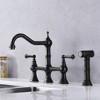 Stylish Dual-Handle Bridge Kitchen Faucet with Detachable Side Spray - 2 of 4