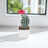 Unique Bargains Artificial Plants Flowering Cactus in Pot Plastic 3.03"x3.03"x7.87" 1 Pcs - 2 of 4