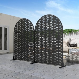 Brick black arched galvanized sheet screen 71.37x46.8inch panel folding room partition - 1 of 4