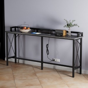 VECELO Couch Side & Console Table with 2 Outlets and USB Ports - 1 of 4
