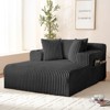 Mjkone 1PC Corduroy Sleeper Sofa Chair,51"Single Seat Chaise Lounge Chair With Pillows,Wide Armrest,Cup Holder,Storage - 2 of 4