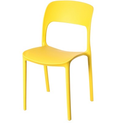 Fabulaxe Modern Plastic Outdoor Dining Chair with Open Curved Back
