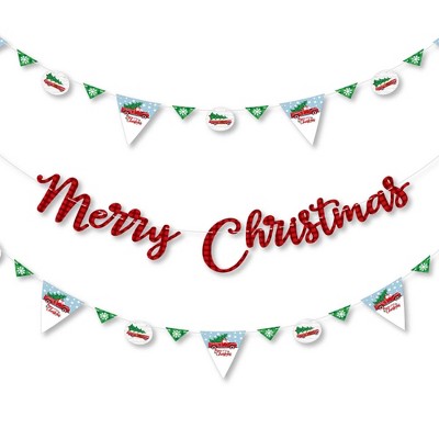 Big Dot of Happiness Merry Little Christmas Tree - Christmas Party Letter Banner Decoration - 36 Banner Cutouts and Merry Christmas Banner Letters