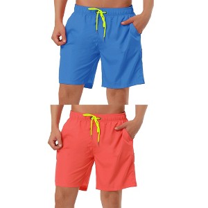 Lars Amadeus Men's Solid Color Drawstring Lightweight Swimwear Beach Board Shorts 2 Packs - 1 of 4