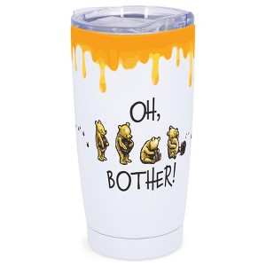 Elanze Designs 20 oz Stainless Steel On the Go Insulated Travel Tumbler With Push Top Lid, Classic Yellow Bear White - 1 of 4