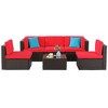 Celebalcony 6 Piece Patio Conversation Set All Weather Wicker Rattan Patio Sofa Outdoor Sectional Seating Group With Cushions  Red - 2 of 4