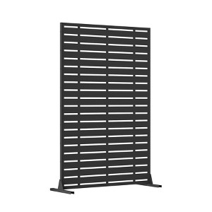 Okak Freestanding Patio Screen with Slatted Design, Outdoor Privacy Screen with Stand, Outdoor Privacy Panels for Garden, Backyard, Black - 1 of 4