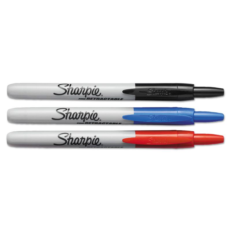 Sharpie Retractable Permanent Markers Fine Point Assorted 3/Set 32726PP, 1 of 8