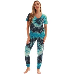 Just Love Womens Pajama Jogger Pant Set  Unique Buffalo Plaid & Tie Dye Sleepwear - 1 of 3