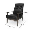 Mid Century Modern Upholstered Accent Chair, Matte Black Faux Leather - 4 of 4