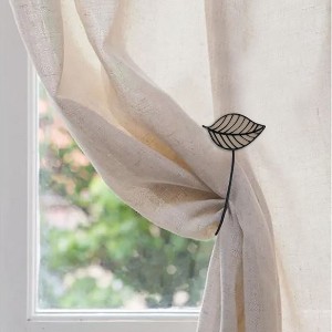 Evideco French Home Goods Magnetic Curtain Tiebacks – Leaf Design in Resin - 1 of 4