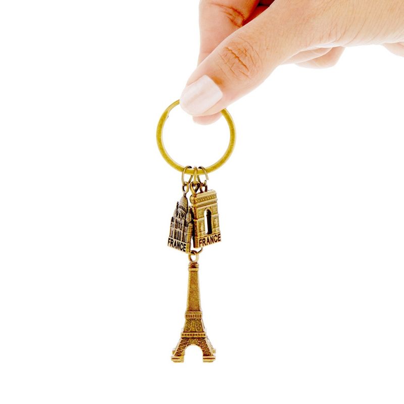 Juvale 6 Pack Paris Keychain, France Souvenir Gift, Eiffel Tower, French Flag, and Arc de Triomphe Metal Key Rings, 4 of 9