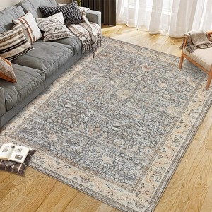 Washable Area Rugs Boho Distressed Rug for Living Room Non Slip Vintage Throw Carpet Indoor for High Traffic Areas - 1 of 4