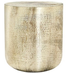 Accent Table Drum Side End Nightstand Lamp Living Room Bedroom Gold Metal Contemporary Modern - 1 of 4