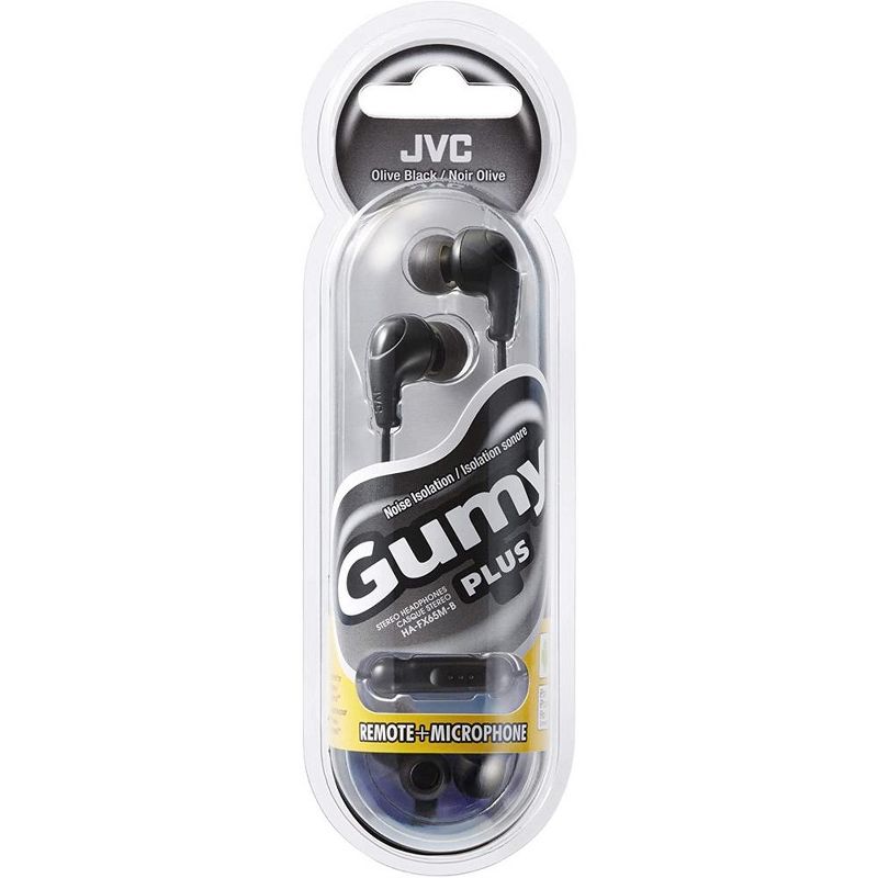 JVC - Gumy Plus Wired In Ear Earbuds with Mic - Black, 1 of 2