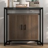 Cabinet with Tempered Glass Top, Modern Farmhouse Buffet Sideboard with Ample Storage Space & Steel Frame for Kitchen, Dining - 3 of 4