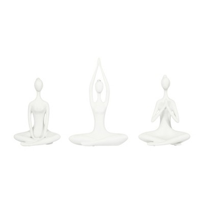 Sagebrook Home Set of 3 Women Yoga Figurines - 10" Yoga Ladies - Polyresin Decorative Yoga Sculpture for Home, Office, Spa