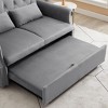 PAGED Pull-Out Sofa Bed Velvet Convertible Loveseat Sleeper Sofa Couch with 2 Lumbar Pillows, Silver Nail Head Trim for Living Room - 3 of 4