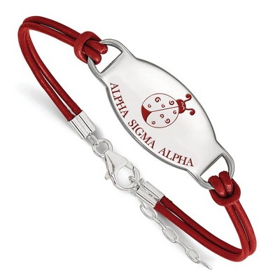 Black Bow Jewelry Sterling Silver Alpha Sigma Alpha Greek Life Strand Bracelet 7 Inch
