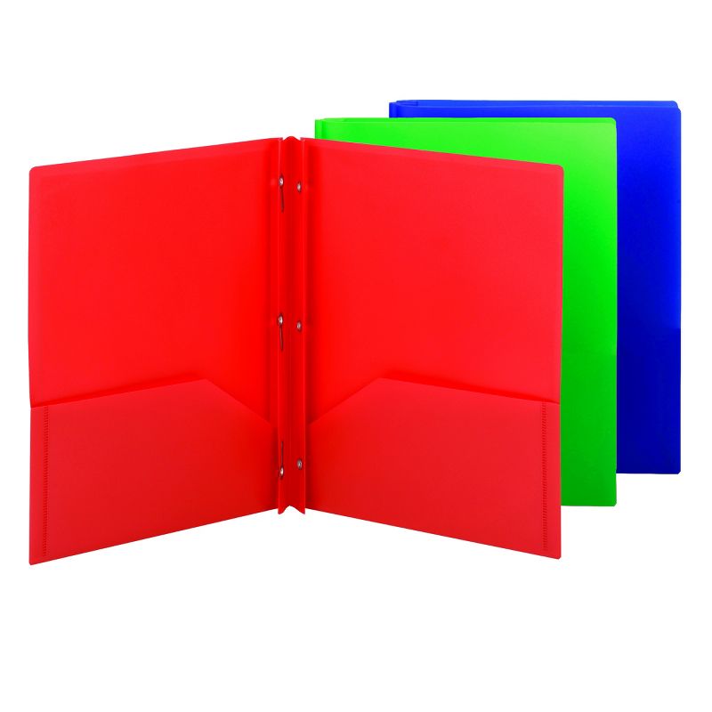 Smead Poly Two-Pocket Folder with Tang Style Fasteners, Letter Size, Assorted Colors, 6 per Pack (87745), 2 of 6