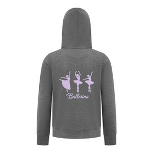 Everyday Kids Ballerina Girls Zip Up Hoodie – Purple Dancer Silhouette Ballet Sweatshirt - 1 of 4