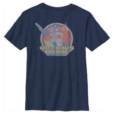 Boy's Transformers Optimus Prime Retro Circle T-shirt - Navy Blue - X ...