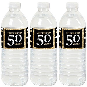 Big Dot of Happiness Adult 50th Birthday - Gold - Birthday Party Water Bottle Sticker Labels - Set of 20 - 1 of 4