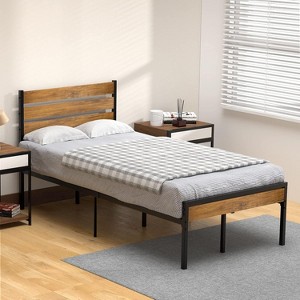 Queen Platform Bed Frame, Headboard & 12'' Underneath Storage, Heavy Duty Metal, Metal Slat Support, No Box Spring Needed, Easy Assembly - 1 of 4