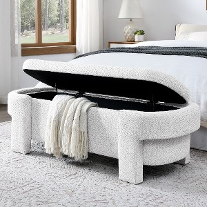 Lyngins Large Storage Bench, 51.5"L Upholstered Storage Ottoman, Ottoman with Storage, Linen Fabric Foot Stool, Bed Bench, Fully Assembled - 1 of 4