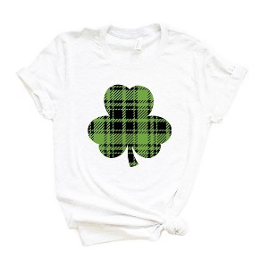 Simply Sage Market Women's  Buffalo Plaid Clover St. Patrick's Day Short Sleeve Graphic Tee - 1 of 3