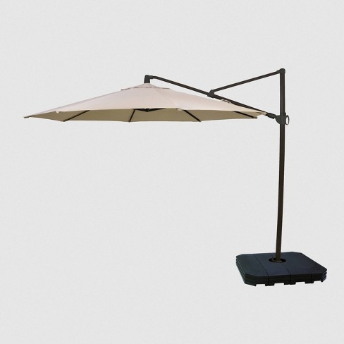 11 Offset Patio Umbrella Duraseason Fabric Tan Black Pole Threshold Target