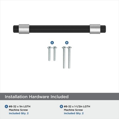 Polished Chrome and Matte Black Modern Cabinet Bar Pull