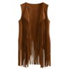 Women's Tassel Sleeveless Vest 70s Hippie Faux Suede Fringe Jacket Cardigan - 2 of 4