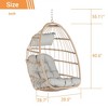 NAYSAYE Patio Swing Rattan Egg Hanging Chair with Wood Frame for Outdoor Garden Relaxation, Light Gray, 46.17"*30.17"*5.67" - 4 of 4
