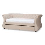 Twin Cherine Classic and Contemporary Fabric Upholstered Daybed with Trundle Beige - Baxton Studio