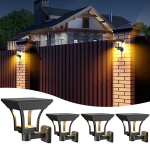 ROTTOGOON 22" Solar Outdoor 4 Lighting Modes IP65 Waterproof Dusk to Dawn LED Sconce Solar Landscape Lights Wall Mount Warm & Cold White 4-Pack - 1 of 4