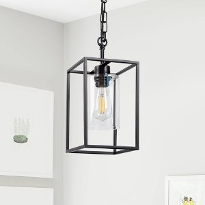 DORESshop Industrial Black 1-Light Pendant Light with E26 Socket and Clear Glass Shade For Dining Room£¨No Bulbs Included£© - 1 of 4