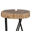 12" Acacia Wood Rustic Contemporary End/Side Table with Iron Hairpin Legs, Perfect for Living Room, Bedroom - 4 of 4